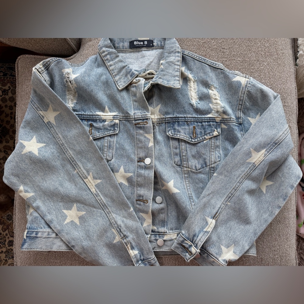 Blue B Star-Patterned Jean Jacket